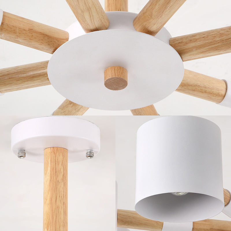 Modern Style Cylinder Hanging Lamp Metal and Wood Hanging Lights for Living Room Clearhalo 'Ceiling Lights' 'Chandeliers' Lighting' options 236394
