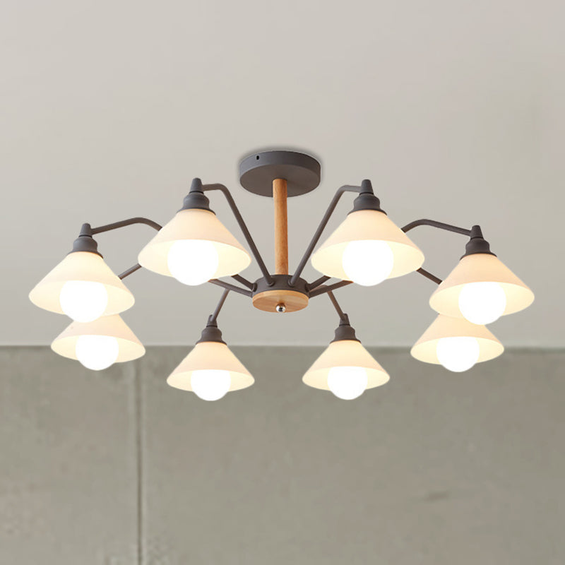 Pyramid Living Room Chandelier Metal 8 Lights Modern Hanging Lights in Black/Green/Grey Clearhalo 'Ceiling Lights' 'Chandeliers' Lighting' options 236418