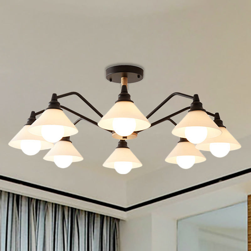 Pyramid Living Room Chandelier Metal 8 Lights Modern Hanging Lights in Black/Green/Grey Clearhalo 'Ceiling Lights' 'Chandeliers' Lighting' options 236422