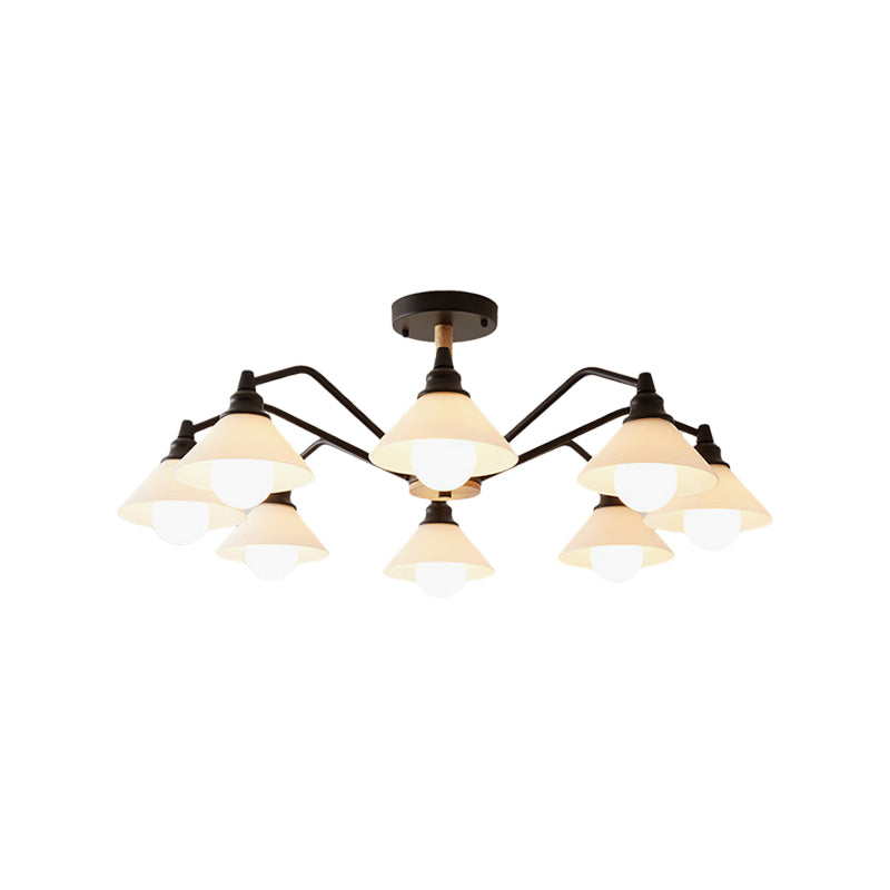 Pyramid Living Room Chandelier Metal 8 Lights Modern Hanging Lights in Black/Green/Grey Clearhalo 'Ceiling Lights' 'Chandeliers' Lighting' options 236423