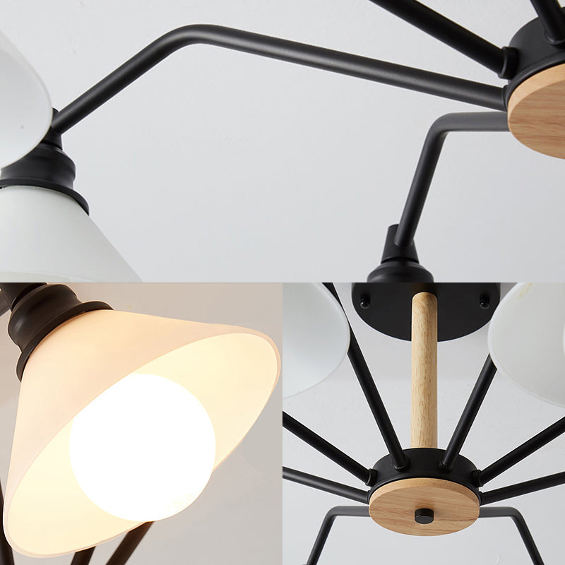 Pyramid Living Room Chandelier Metal 8 Lights Modern Hanging Lights in Black/Green/Grey Clearhalo 'Ceiling Lights' 'Chandeliers' Lighting' options 236425