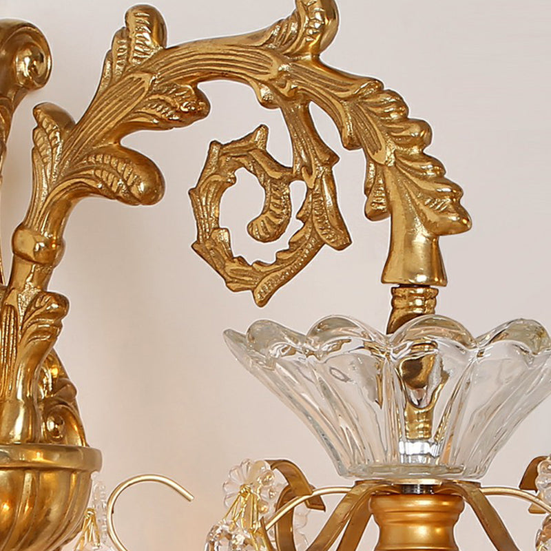 Gold Finish Wall Light French Country Clear Rib Glass Bell Shaped Wall Sconce for Corridor Clearhalo 'Wall Lamps & Sconces' 'Wall Lights' Lighting' 2364433