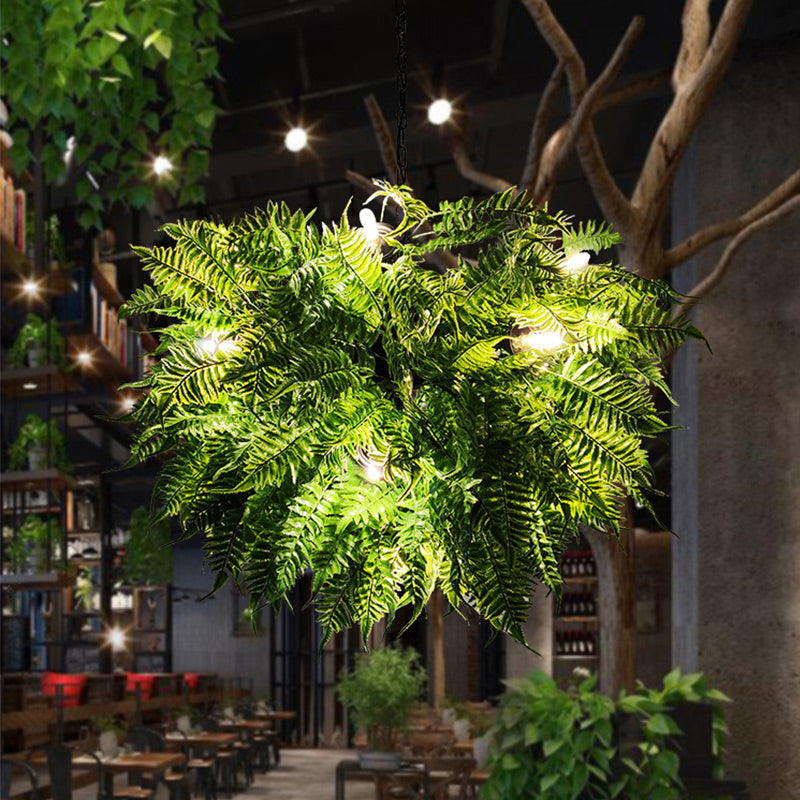 Farmhouse Botanic Chandelier Pendant Light Metal Hanging Light Fixture for Restaurant Green Clearhalo 'Cast Iron' 'Ceiling Lights' 'Chandeliers' 'Industrial Chandeliers' 'Industrial' 'Metal' 'Middle Century Chandeliers' 'Rustic Chandeliers' 'Tiffany' Lighting' 2364687