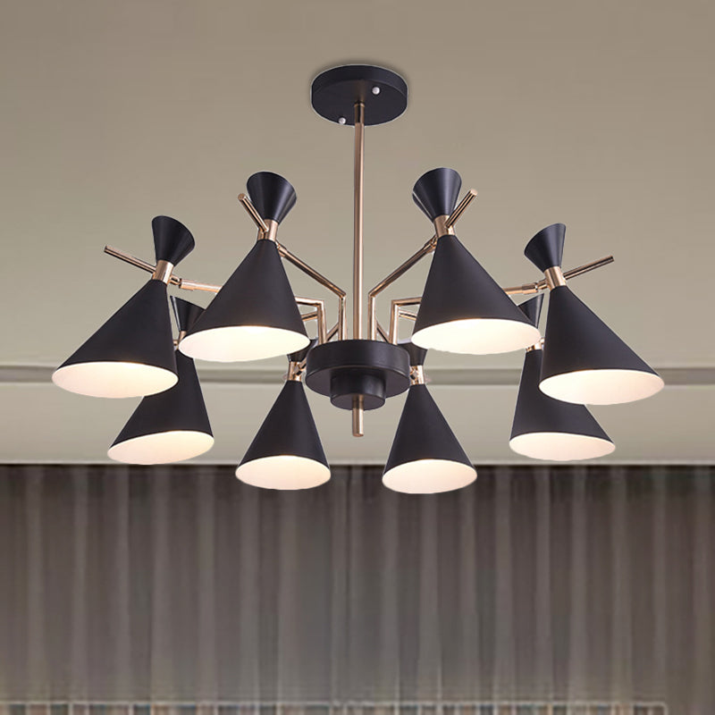 Metal Horn Shade Hanging Lamp 8 Lights Modern Pendant Lighting for Living Room Black Clearhalo 'Ceiling Lights' 'Chandeliers' Lighting' options 236469_94c8ada1-fcde-4848-89f0-4da9c3b7fc5b