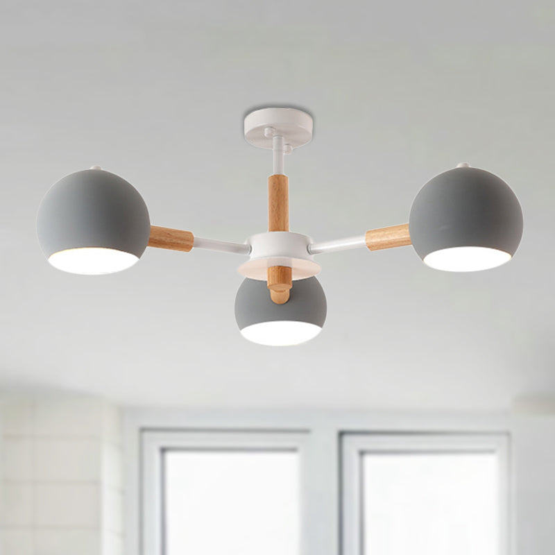 Dining Room Sphere Hanging Lamp Metal 3 Lights Simple Style Hanging Lights Clearhalo 'Ceiling Lights' 'Chandeliers' Lighting' options 236505