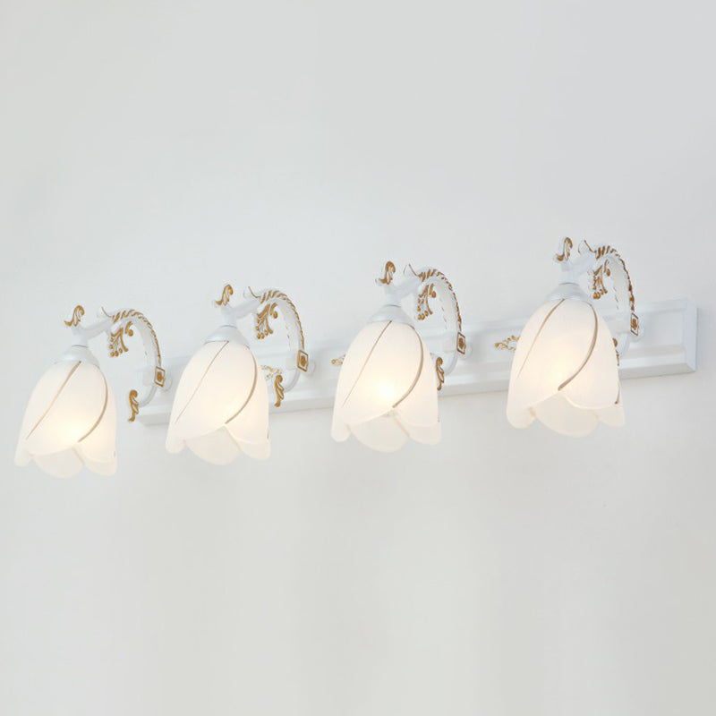 Floral Bathroom Vanity Wall Light Fixture Vintage Style Opal Glass Wall Sconce Lighting 4.0 White Flower Clearhalo 'Vanity Lights' 'Wall Lights' Lighting' 2365128