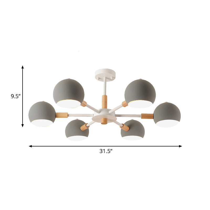 Modern Orb Hanging Chandelier 6 Lights Metal Hanging Pendant Fixture for Living Room Clearhalo 'Ceiling Lights' 'Chandeliers' Lighting' options 236518