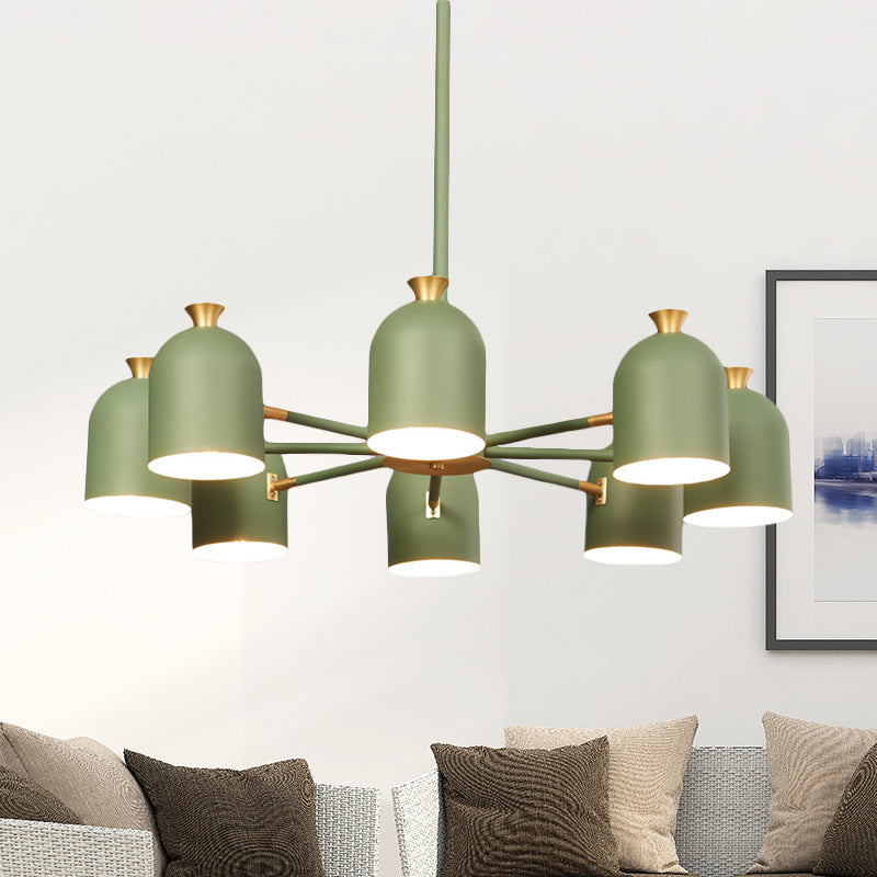 Rotatable Macaron Style Hanging Light Cup Shade 8 Lights Metal Chandelier for Dining Room Clearhalo 'Ceiling Lights' 'Chandeliers' Lighting' options 236774