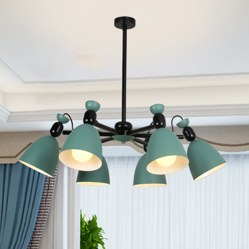 6 Lights Domed Ceiling Pendant Nordic Metal Chandelier for Living Room Kindergarten Clearhalo 'Ceiling Lights' 'Chandeliers' Lighting' options 236795