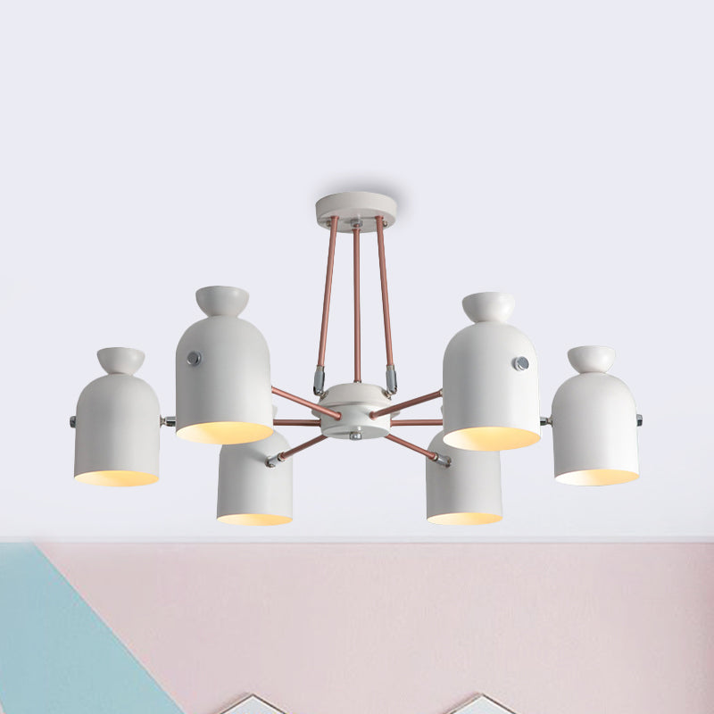 Rotatable Metal Cup Chandelier 6 Lights Macaron Style Hanging Light for Child Bedroom Clearhalo 'Ceiling Lights' 'Chandeliers' Lighting' options 236840