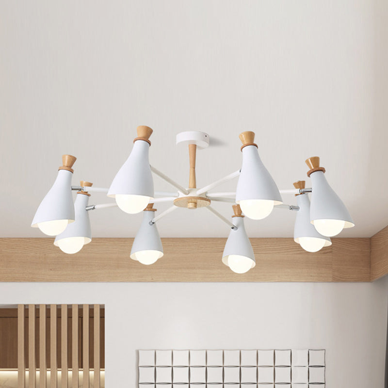 Metal Bottle Shade Chandelier Living Room Nursing Room Macaron Style Hanging Light 8 White Clearhalo 'Ceiling Lights' 'Chandeliers' Lighting' options 236865_d60cf5dd-a0e6-4ef7-962f-d3a685c4b23a