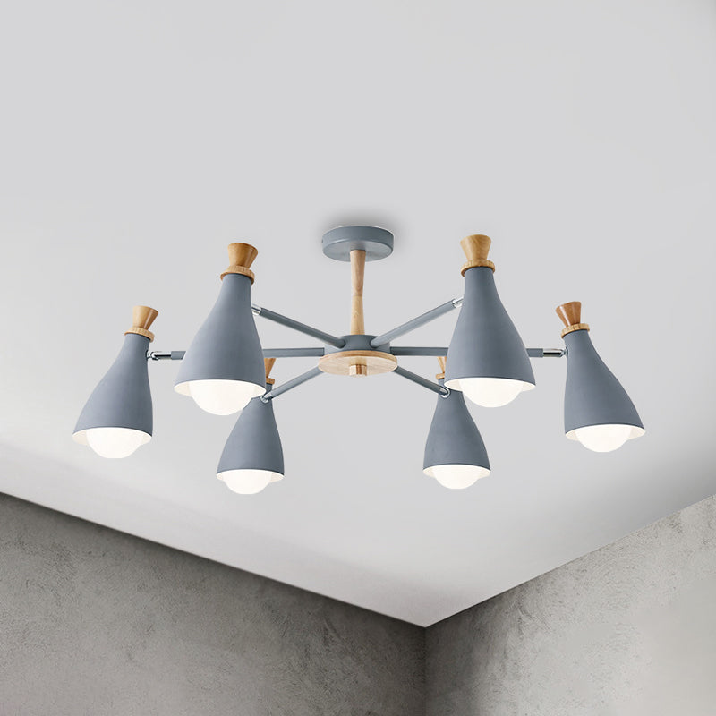 Metal Bottle Shade Chandelier Living Room Nursing Room Macaron Style Hanging Light Clearhalo 'Ceiling Lights' 'Chandeliers' Lighting' options 236871