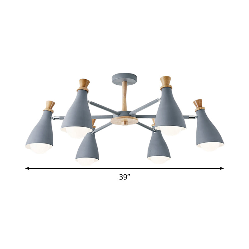 Metal Bottle Shade Chandelier Living Room Nursing Room Macaron Style Hanging Light Clearhalo 'Ceiling Lights' 'Chandeliers' Lighting' options 236875