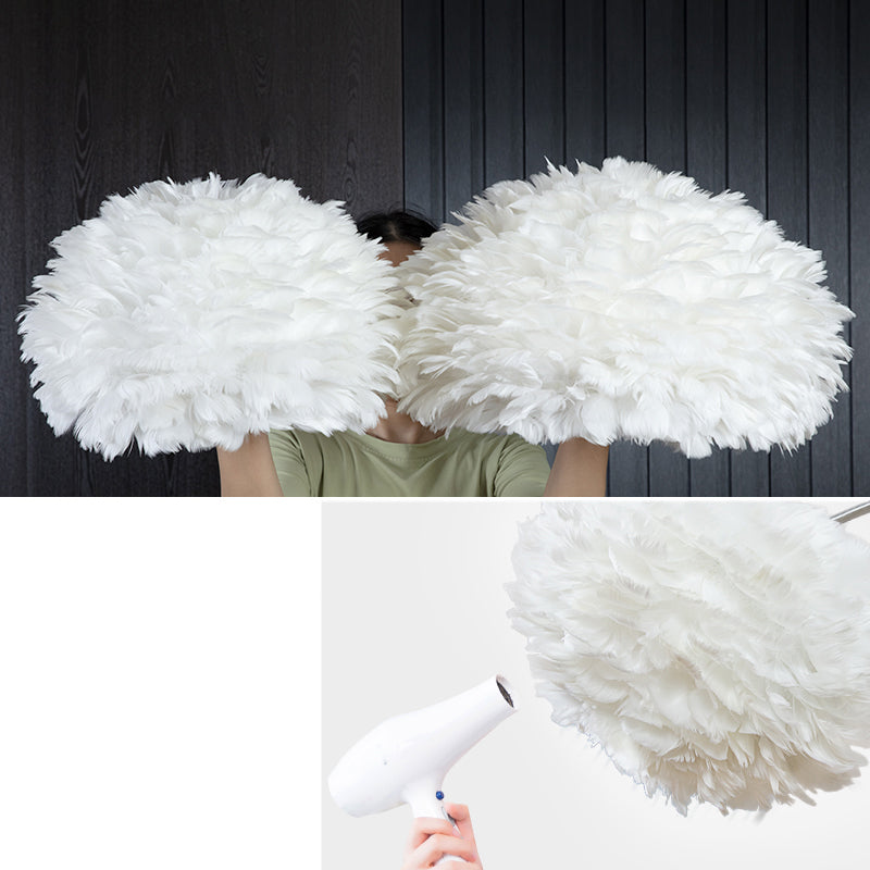 White Domed Floor Lighting Simple Single-Bulb Feather Stand Up Lamp with Extendable Fishing Rod Arm Clearhalo 'Floor Lamps' 'Lamps' Lighting' 2373154