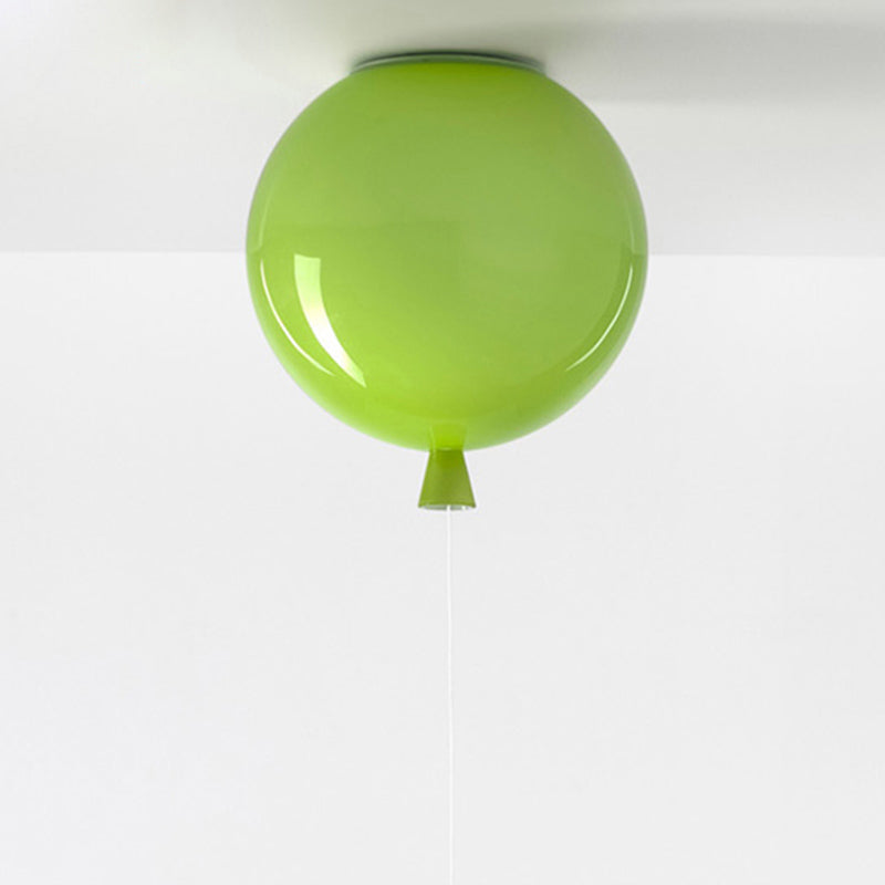 Balloon Semi Mount Lighting Childrens Plastic 1-Light Bedroom Ceiling Light Fixture Green Clearhalo 'Ceiling Lights' 'Close To Ceiling Lights' 'Close to ceiling' 'Semi-flushmount' Lighting' 2373255