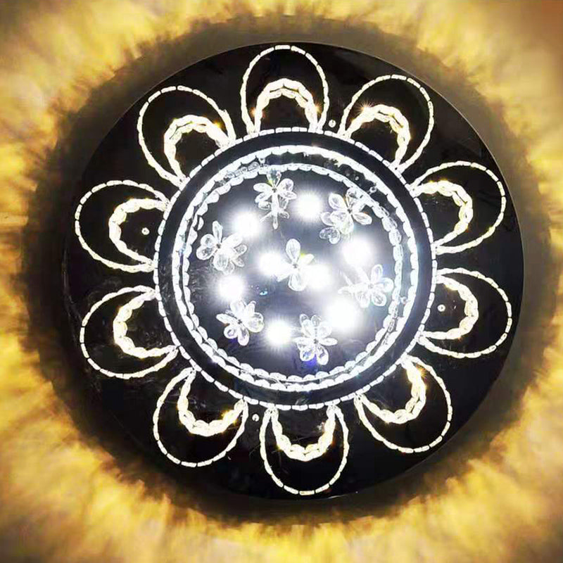 Clear Crystal Flower Ceiling Lamp Modernism Chrome LED Semi Flush Mount Light Fixture Clearhalo 'Ceiling Lights' 'Close To Ceiling Lights' 'Close to ceiling' 'Flush mount' Lighting' 2373303