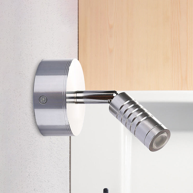 Contemporary Mini Tubed Wall Lamp Metal LED Bathroom Chrome Sconce Light Fixture in Warm/White Lighting Clearhalo 'Cast Iron' 'Glass' 'Industrial' 'Modern wall lights' 'Modern' 'Tiffany' 'Traditional wall lights' 'Wall Lamps & Sconces' 'Wall Lights' Lighting' 237354