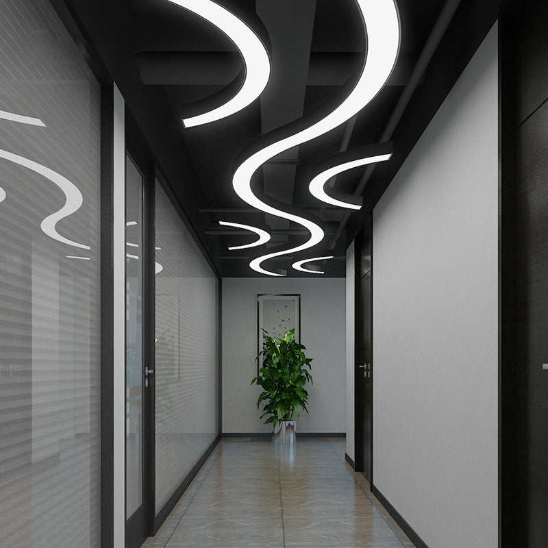 Black Arc LED Chandelier Light Simplicity Metal Hanging Ceiling Light for Gymnasium Clearhalo 'Ceiling Lights' 'Chandeliers' 'Modern Chandeliers' 'Modern' Lighting' 2373636