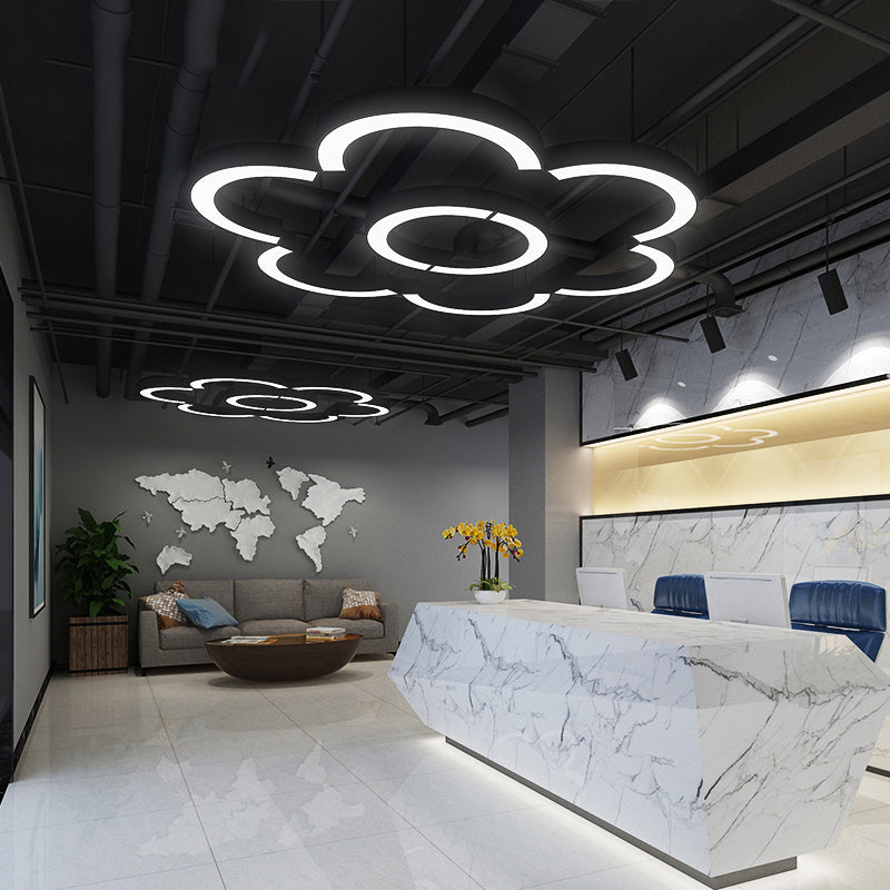 Black Arc LED Chandelier Light Simplicity Metal Hanging Ceiling Light for Gymnasium Clearhalo 'Ceiling Lights' 'Chandeliers' 'Modern Chandeliers' 'Modern' Lighting' 2373637