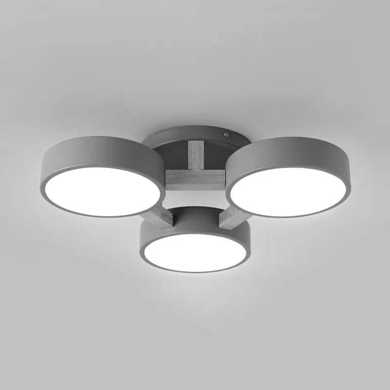 Metal Drum Semi Flush Mount Light Living Room 3 Heads Macaron Loft Ceiling Lamp Grey Clearhalo 'Ceiling Lights' 'Close To Ceiling Lights' 'Close to ceiling' 'Semi-flushmount' Lighting' 23753