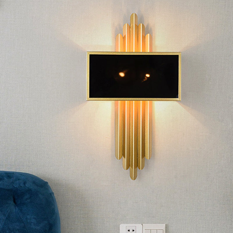 25.5���/37.5��� Wide Brass 1 Light Sconce Light Rustic Fabric Rectangle Wall Lighting Fixture for Living Room Clearhalo 'Wall Lamps & Sconces' 'Wall Lights' Lighting' 238261