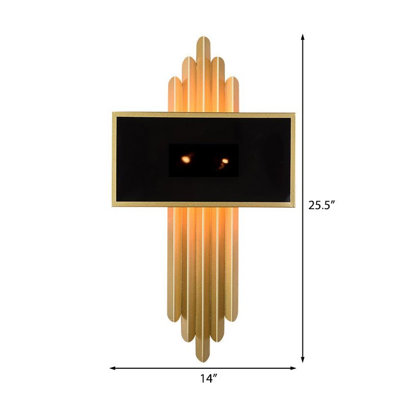 25.5���/37.5��� Wide Brass 1 Light Sconce Light Rustic Fabric Rectangle Wall Lighting Fixture for Living Room Clearhalo 'Wall Lamps & Sconces' 'Wall Lights' Lighting' 238262