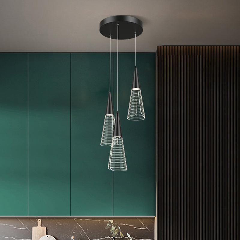 Cone LED Multi Pendant Ceiling Light Novelty Modern Dining Room Suspension Light Clearhalo 'Ceiling Lights' 'Modern Pendants' 'Modern' 'Pendant Lights' 'Pendants' Lighting' 2384764