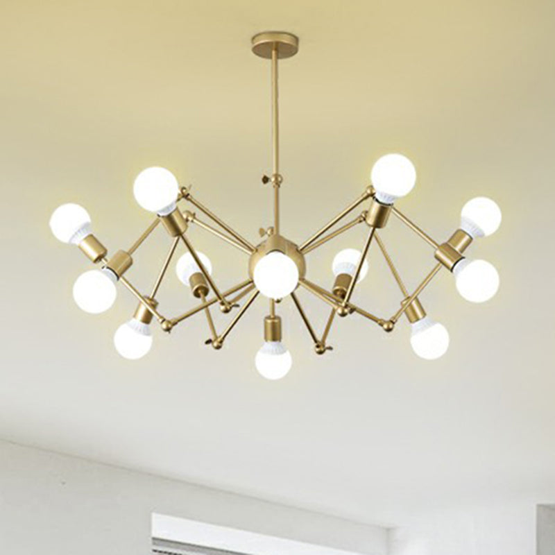 Nordic Swing Arm Pendant Lighting Metal Ceiling Chandelier with Open Bulb Design Clearhalo 'Cast Iron' 'Ceiling Lights' 'Chandeliers' 'Industrial Chandeliers' 'Industrial' 'Metal' 'Middle Century Chandeliers' 'Rustic Chandeliers' 'Tiffany' Lighting' 2384845