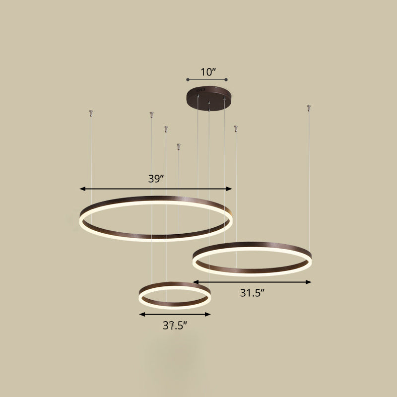 Aluminum Circular LED Pendant Lamp Simplicity LED Chandelier Light Fixture for Living Room Coffee 39.5" Remote Control Stepless Dimming Clearhalo 'Ceiling Lights' 'Chandeliers' 'Modern Chandeliers' 'Modern' Lighting' 2384893