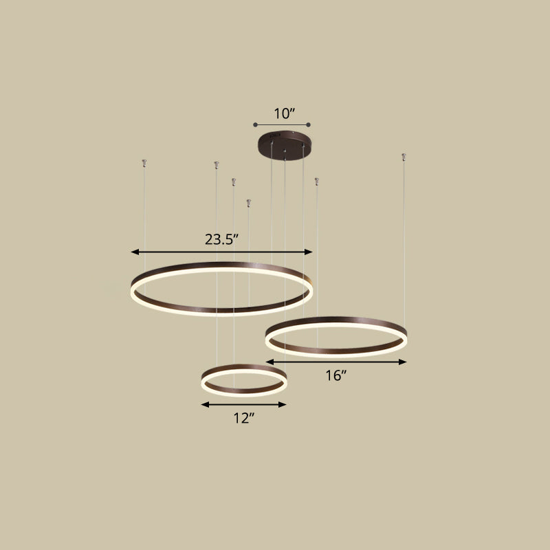 Aluminum Circular LED Pendant Lamp Simplicity LED Chandelier Light Fixture for Living Room Coffee 23.5" Remote Control Stepless Dimming Clearhalo 'Ceiling Lights' 'Chandeliers' 'Modern Chandeliers' 'Modern' Lighting' 2384897