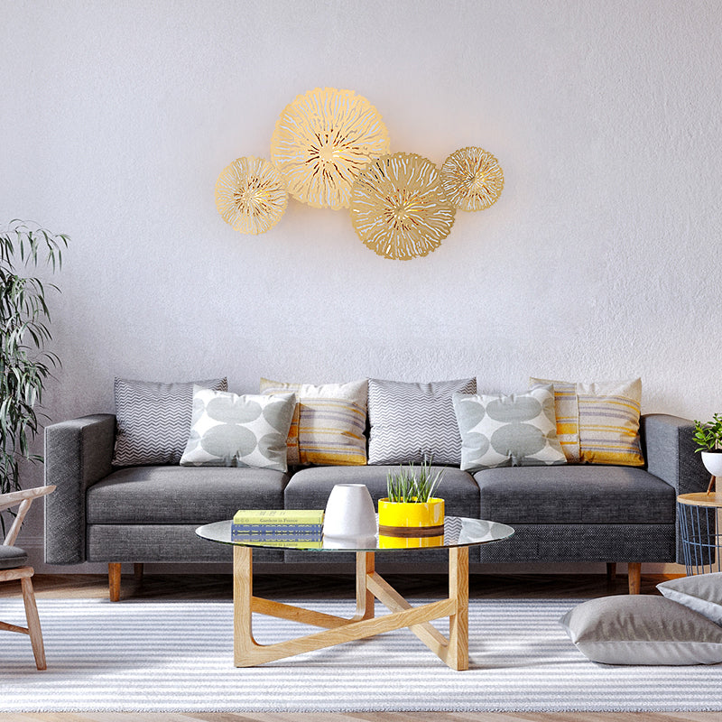 Artistic 4-Bulb Sconce Light Fixture Gold Lotus Leaf Wall Mount Lamp with Metal Shade Clearhalo 'Cast Iron' 'Glass' 'Industrial' 'Modern wall lights' 'Modern' 'Tiffany' 'Traditional wall lights' 'Wall Lamps & Sconces' 'Wall Lights' Lighting' 2384908