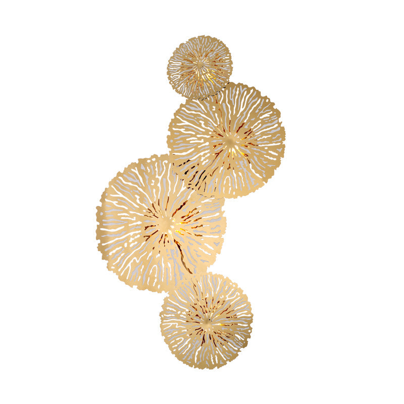 Artistic 4-Bulb Sconce Light Fixture Gold Lotus Leaf Wall Mount Lamp with Metal Shade Clearhalo 'Cast Iron' 'Glass' 'Industrial' 'Modern wall lights' 'Modern' 'Tiffany' 'Traditional wall lights' 'Wall Lamps & Sconces' 'Wall Lights' Lighting' 2384910