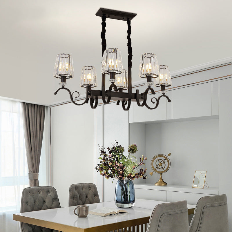 Conical Island Ceiling Light Retro Black Prismatic Crystal Pendant Light for Dining Room Clearhalo 'Ceiling Lights' 'Island Lights' Lighting' 2385102