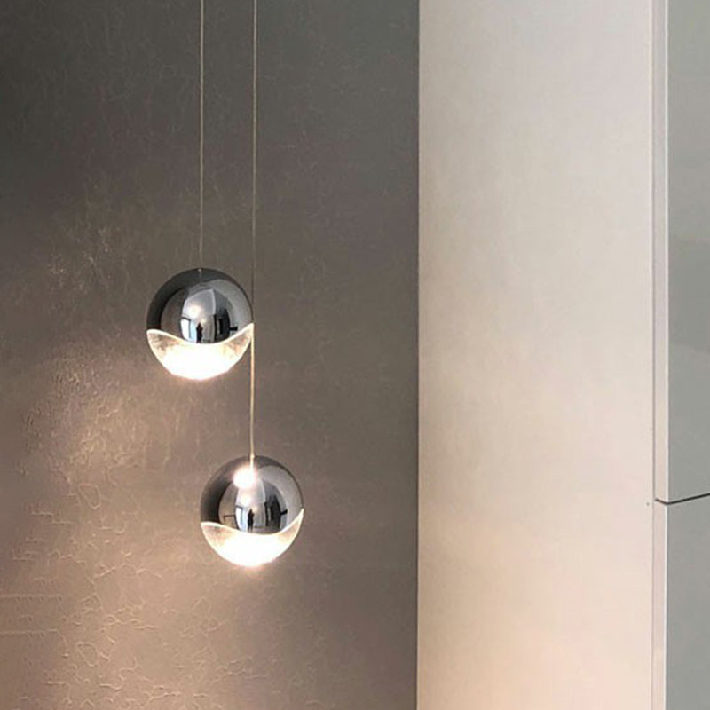 Clear Glass Globe Cluster Pendant Modern Chrome Finish LED Suspension Light for Restaurant 2 Chrome Clearhalo 'Ceiling Lights' 'Modern Pendants' 'Modern' 'Pendant Lights' 'Pendants' Lighting' 2385119