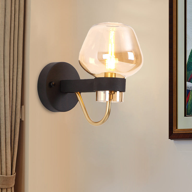 Urn Sconce Light Traditional 1 Head Clear/Amber/Smoke Gray Glass Wall Lighting Fixture for Living Room Clearhalo 'Wall Lamps & Sconces' 'Wall Lights' Lighting' 238526