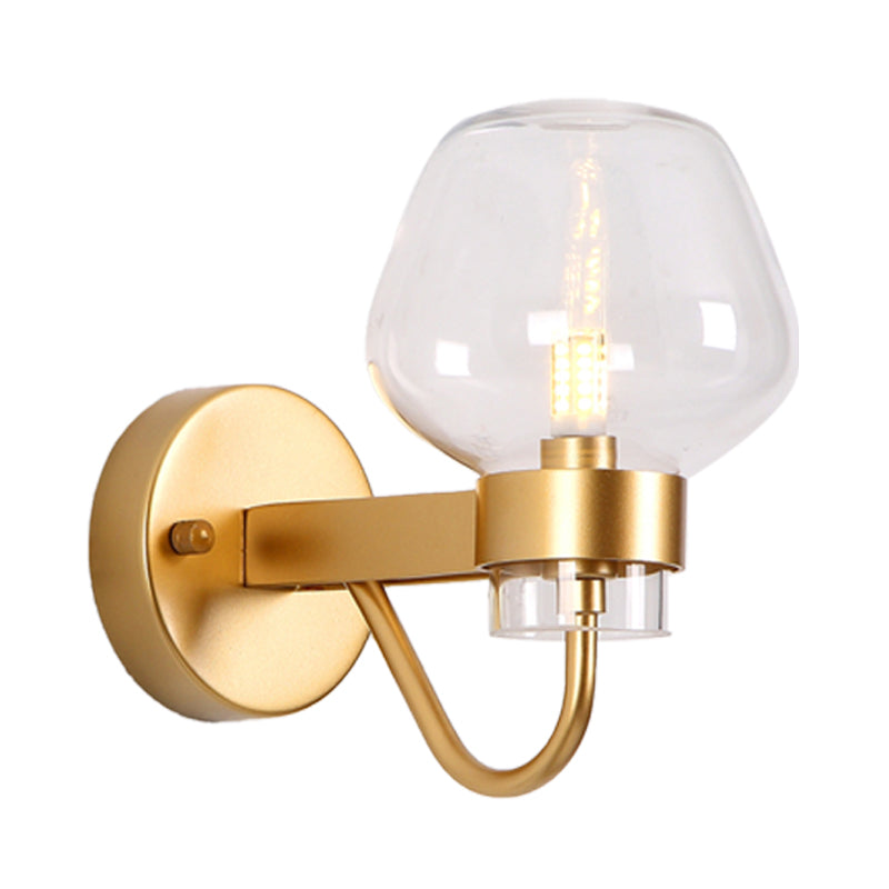 1 Bulb Jar Sconce Lamp Tradition Clear/Amber/Smoke Gray Glass Wall Lighting Fixture for Bedside Clearhalo 'Wall Lamps & Sconces' 'Wall Lights' Lighting' 238533