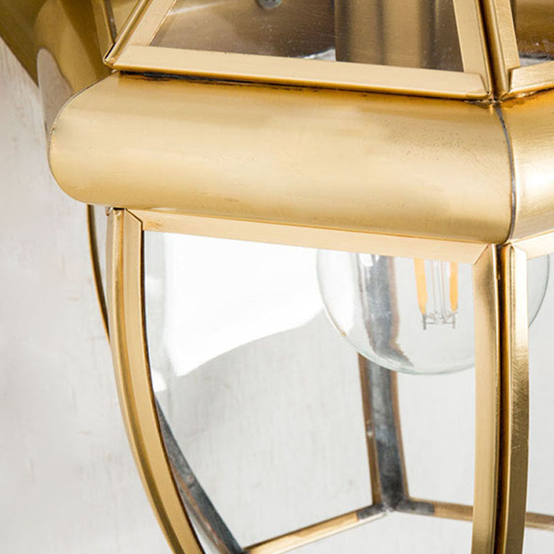 1 Bulb Jar Sconce Lamp Tradition Clear Glass Wall Lighting Fixture in Black/Brass for Bedside Clearhalo 'Wall Lamps & Sconces' 'Wall Lights' Lighting' 238603