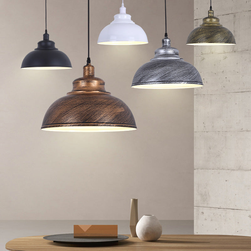 Bowl Shade Restaurant Hanging Lamp Factory Style Metal 1 Head Pendant Ceiling Light Clearhalo 'Art Deco Pendants' 'Black' 'Cast Iron' 'Ceiling Lights' 'Ceramic' 'Crystal' 'Industrial Pendants' 'Industrial' 'Metal' 'Middle Century Pendants' 'Pendant Lights' 'Pendants' 'Rustic Pendants' 'Tiffany' Lighting' 2388965
