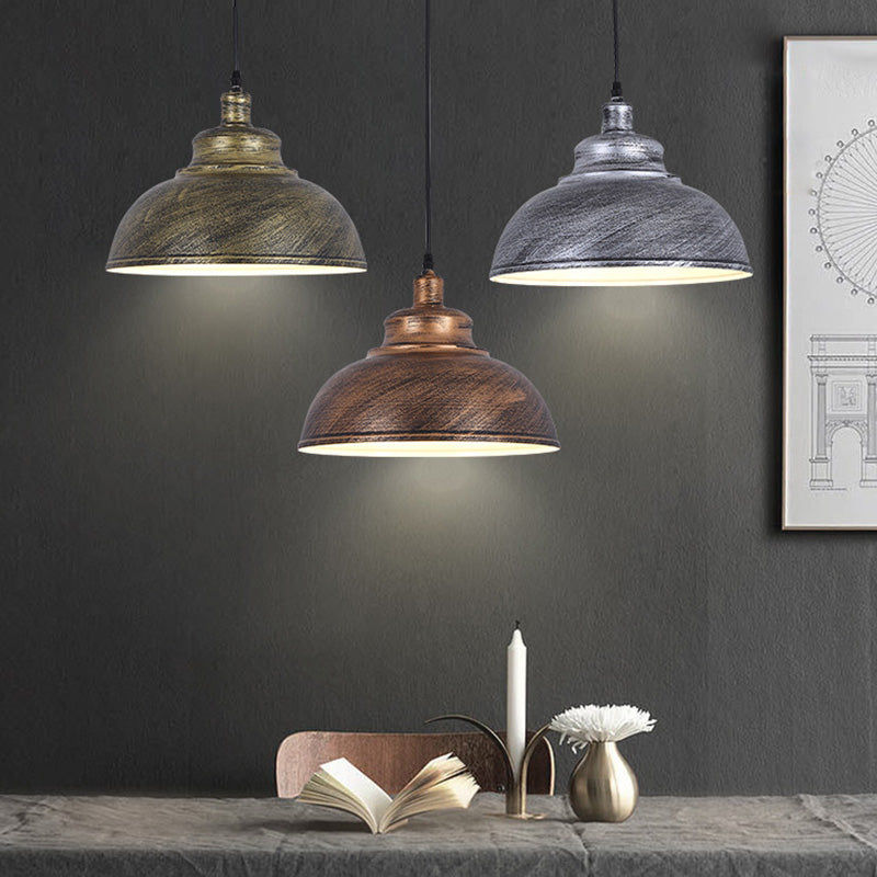 Bowl Shade Restaurant Hanging Lamp Factory Style Metal 1 Head Pendant Ceiling Light Clearhalo 'Art Deco Pendants' 'Black' 'Cast Iron' 'Ceiling Lights' 'Ceramic' 'Crystal' 'Industrial Pendants' 'Industrial' 'Metal' 'Middle Century Pendants' 'Pendant Lights' 'Pendants' 'Rustic Pendants' 'Tiffany' Lighting' 2388966