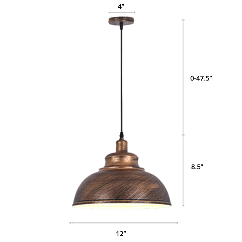 Bowl Shade Restaurant Hanging Lamp Factory Style Metal 1 Head Pendant Ceiling Light Copper 12" Clearhalo 'Art Deco Pendants' 'Black' 'Cast Iron' 'Ceiling Lights' 'Ceramic' 'Crystal' 'Industrial Pendants' 'Industrial' 'Metal' 'Middle Century Pendants' 'Pendant Lights' 'Pendants' 'Rustic Pendants' 'Tiffany' Lighting' 2388980