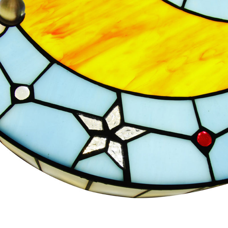 Hand-Crafted Glass Blue Ceiling Lamp Round Baroque Flush Mount Light Fixture for Bedroom Clearhalo 'Ceiling Lights' 'Close To Ceiling Lights' 'Close to ceiling' 'Flush mount' Lighting' 2389052