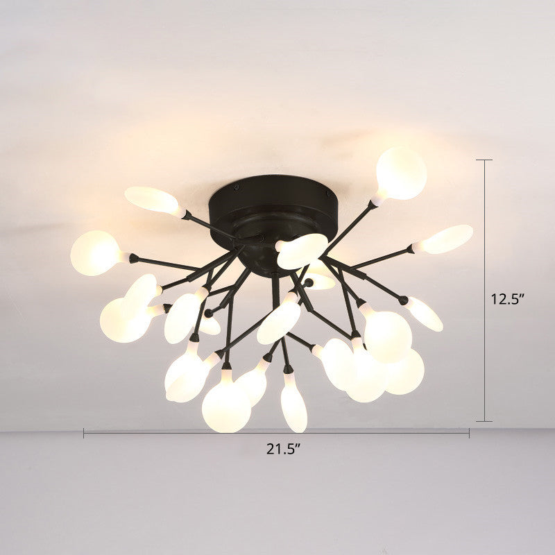 Firefly Semi Flush Ceiling Light Minimalism Acrylic Bedroom Flush Mount Light in Black 21 Black Clearhalo 'Ceiling Lights' 'Close To Ceiling Lights' 'Close to ceiling' 'Semi-flushmount' Lighting' 2389064