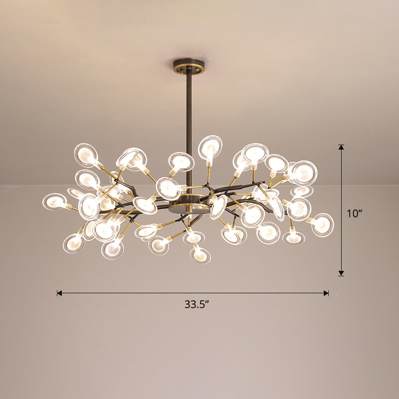 Glowworm Shaped Chandelier Lamp Postmodern Acrylic Hanging Light for Dining Room 45 Black Clearhalo 'Ceiling Lights' 'Chandeliers' 'Modern Chandeliers' 'Modern' Lighting' 2389086
