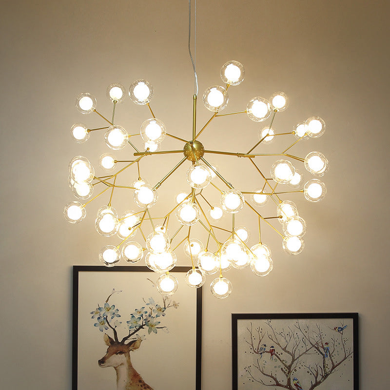 Double Glass Bubbles Chandelier Postmodern Style Firefly Pendant Lamp for Restaurant Clearhalo 'Ceiling Lights' 'Chandeliers' 'Modern Chandeliers' 'Modern' Lighting' 2389097