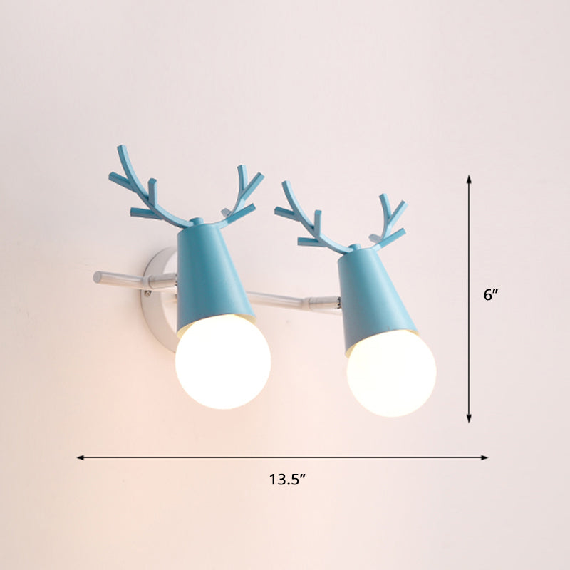 Deer Vanity Light Fixture Nordic Style Metal Bedroom Adjustable Wall Mount Light 2.0 Blue Clearhalo 'Vanity Lights' 'Wall Lights' Lighting' 2389323