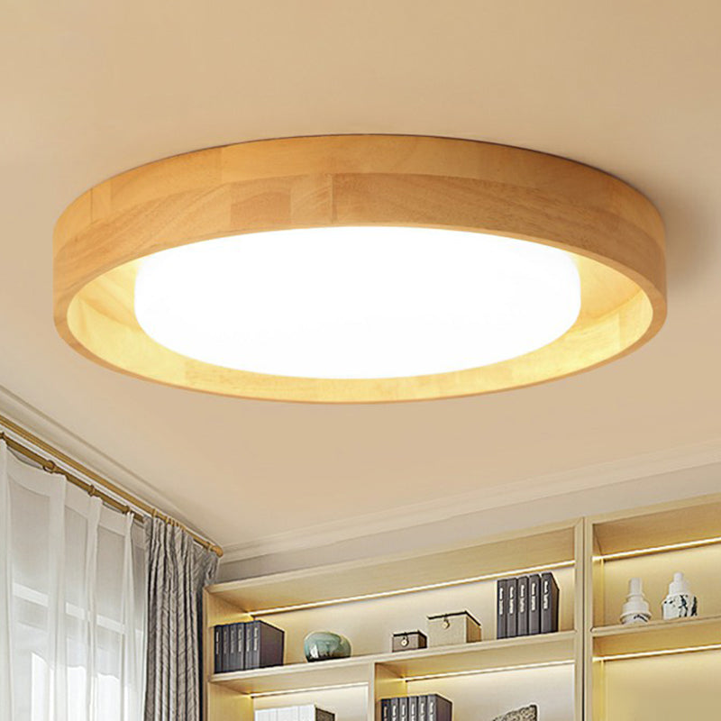 Ultrathin Round Bedroom Flushmount Light Wooden Nordic LED Ceiling Mount Light Fixture Clearhalo 'Ceiling Lights' 'Close To Ceiling Lights' 'Close to ceiling' 'Flush mount' Lighting' 2389795