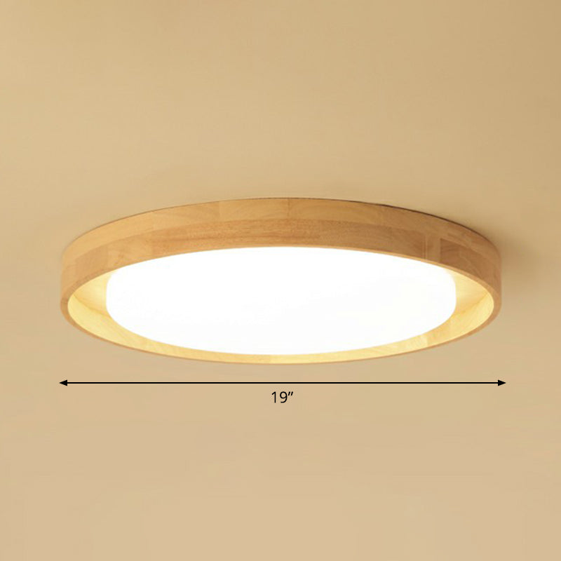 Ultrathin Round Bedroom Flushmount Light Wooden Nordic LED Ceiling Mount Light Fixture Wood 19" Clearhalo 'Ceiling Lights' 'Close To Ceiling Lights' 'Close to ceiling' 'Flush mount' Lighting' 2389797
