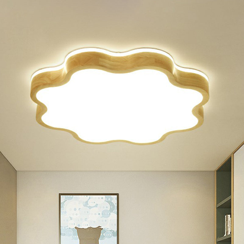 Acrylic Floral Flush Mount Ceiling Fixture Simplicity Wood LED Flush Light for Bedroom Clearhalo 'Ceiling Lights' 'Close To Ceiling Lights' 'Close to ceiling' 'Flush mount' Lighting' 2389803