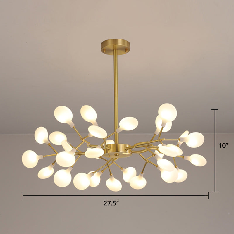 Heracleum Living Room Chandelier Lamp Blown Glass 30 Bulbs Postmodern Pendant Light Fixture Gold Milk White Clearhalo 'Ceiling Lights' 'Chandeliers' 'Modern Chandeliers' 'Modern' Lighting' 2389964