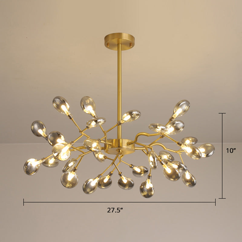 Heracleum Living Room Chandelier Lamp Blown Glass 30 Bulbs Postmodern Pendant Light Fixture Gold Smoke Grey Clearhalo 'Ceiling Lights' 'Chandeliers' 'Modern Chandeliers' 'Modern' Lighting' 2389967